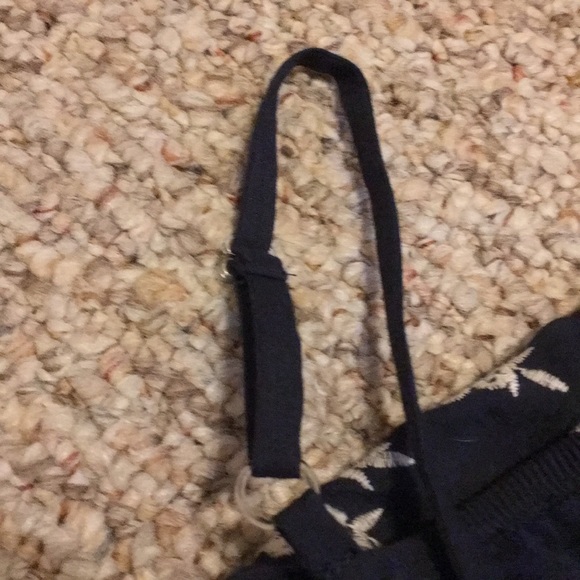 NWT A. BYER blue off the shoulder strap romper - Picture 6 of 13